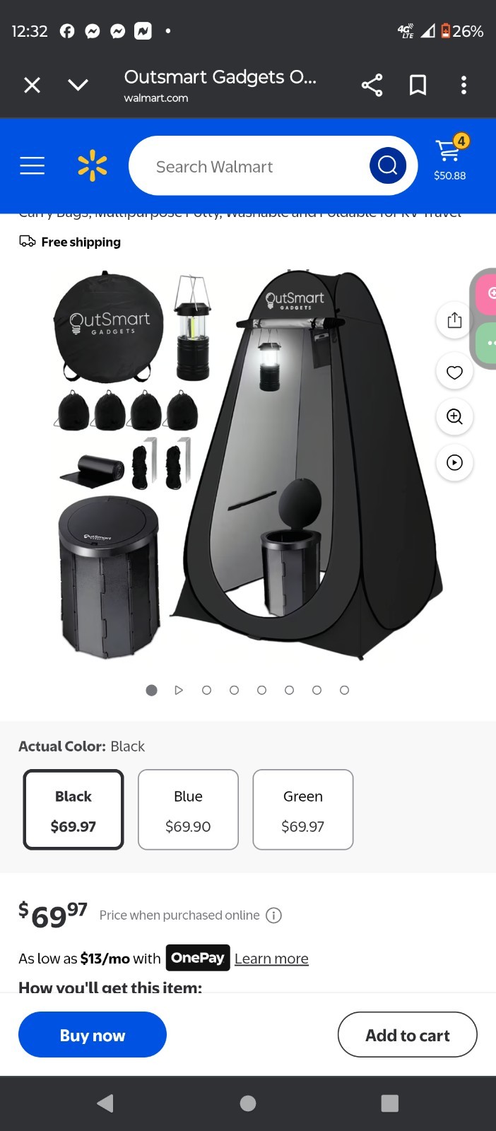 Outsmart Gadgets Outdoor Portable Toilet Set for Adults with Camping Light New