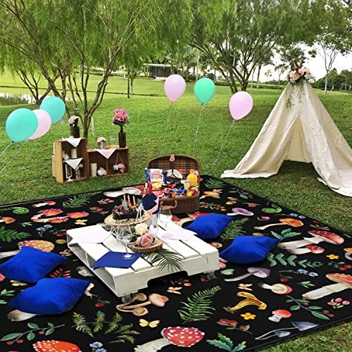 Picnic Blankets Waterproof Foldable,60’‘x80” Portable Dual Layers Mushroom