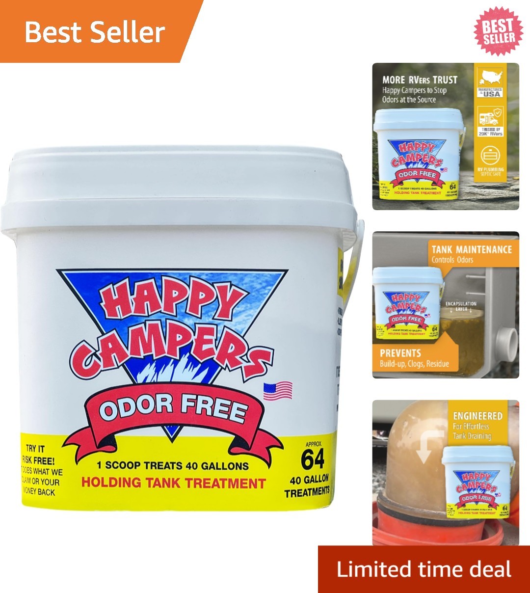 Long-Lasting Odor Control RV Toilet Treatment – 64 Pack for Clean Holding Tanks
