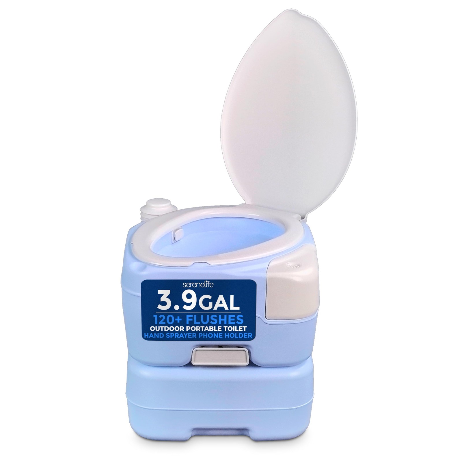 SereneLife 4 Gallon Portable Outdoor Camping Toilet with Flush -Extra Large Seat
