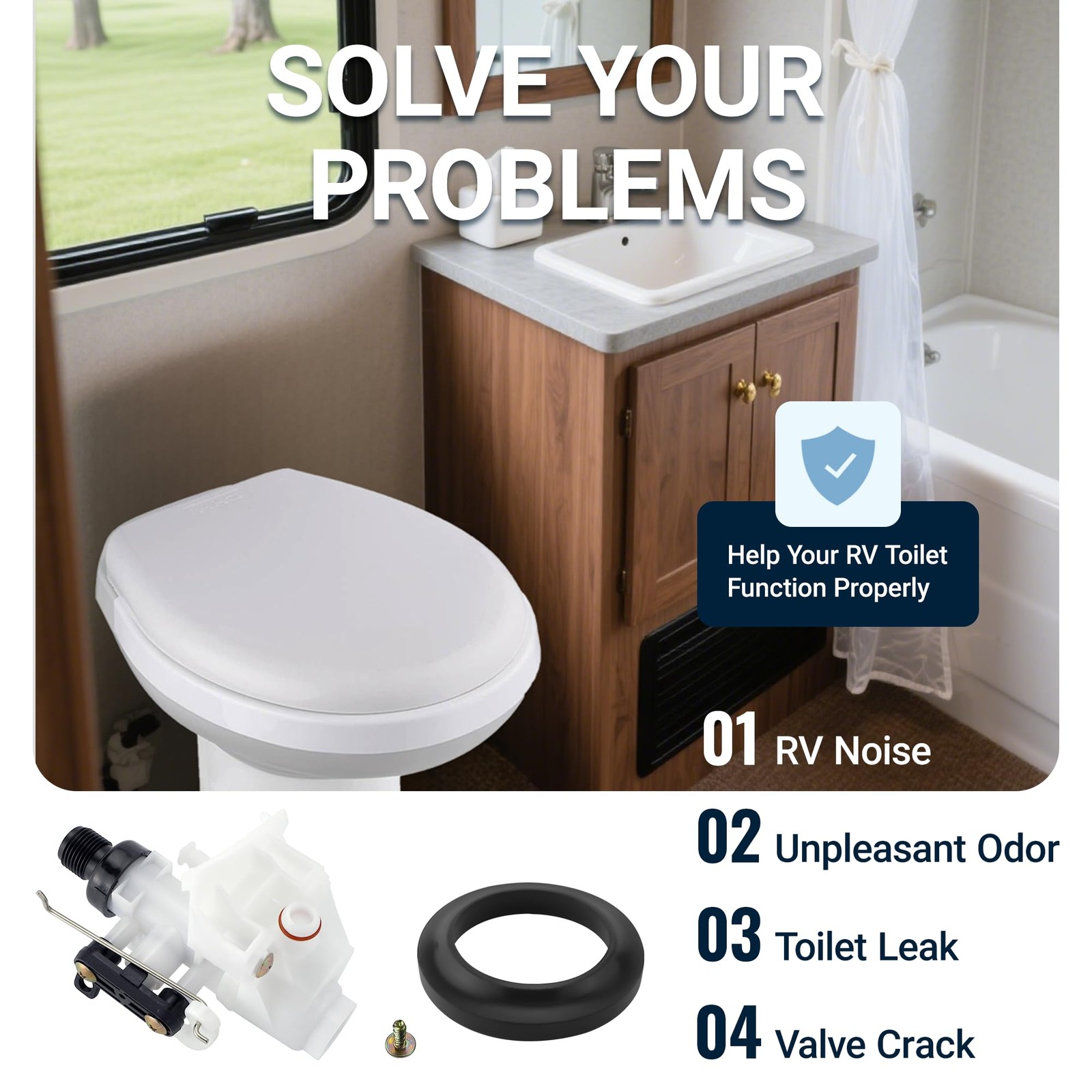 2 Pack 31705 RV Toilet Water Valve Kit, 31688 Camper Toilet Valve Freeze