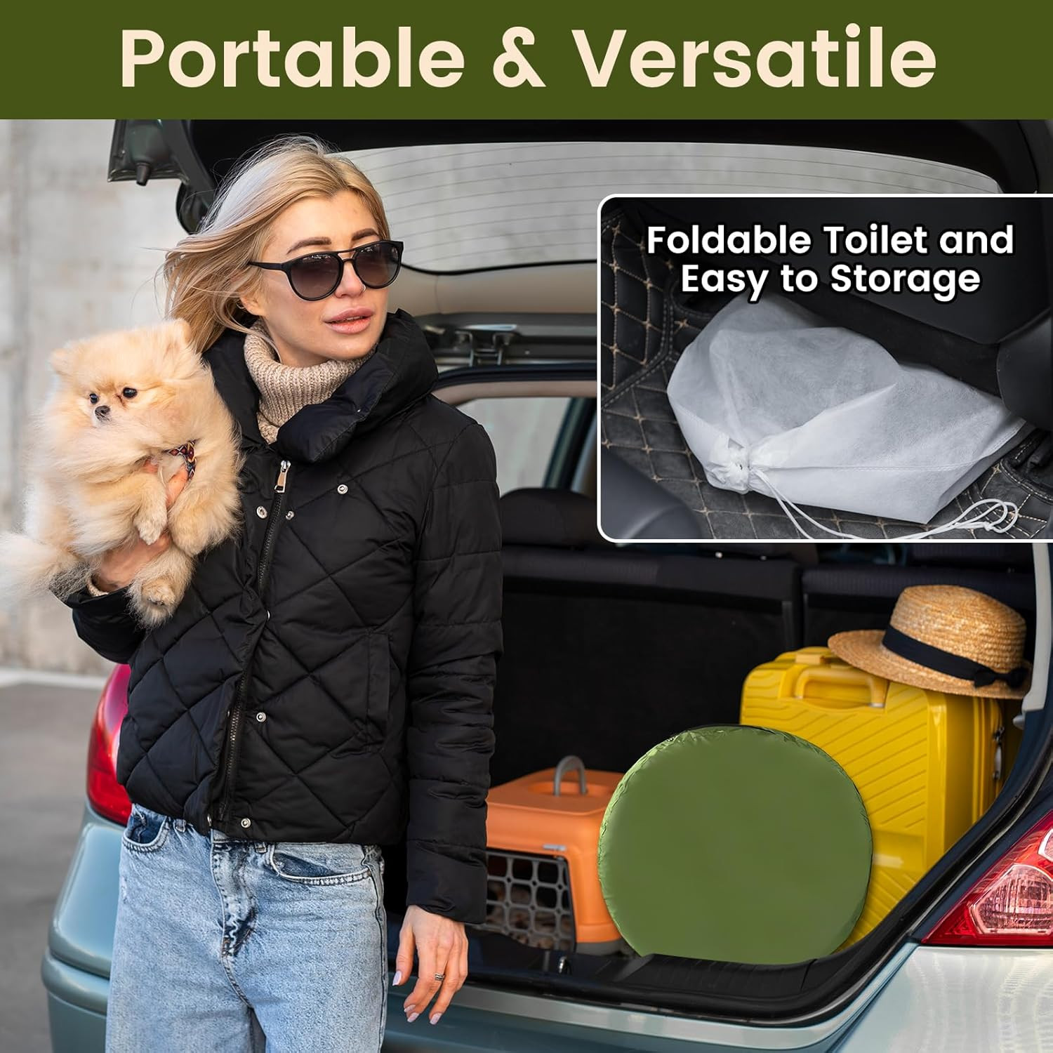 Portable Privacy Tent for Adults – Pop up X Large Camping Toilet with 1 Roll Bag