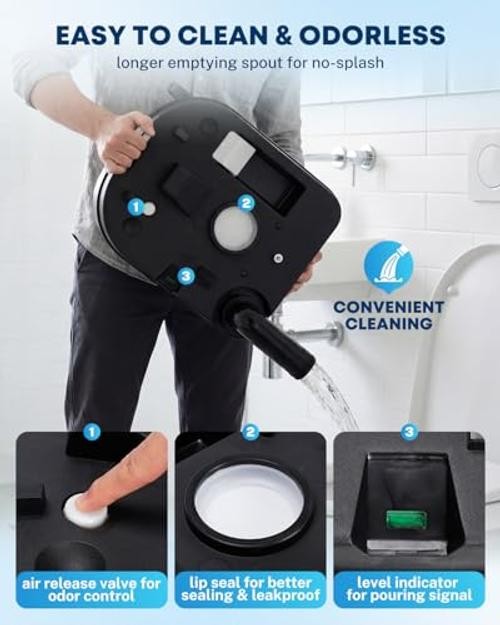 5.3 Gal Portable Toilet for Adults: Camping Toilet with Wheels 5.3 Gal- White