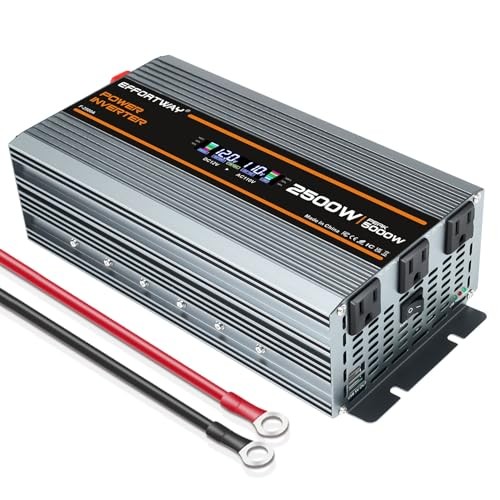 2500W Power Inverter. 12V DC to 110V/120V AC Converter 5000W (Peak) 2500w-12v