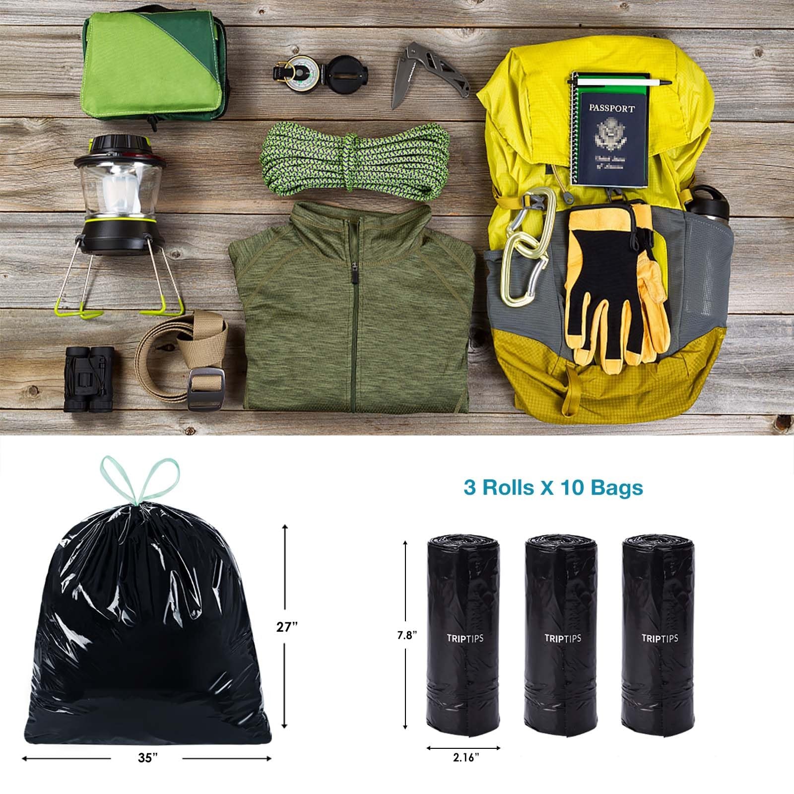 Portable Toilet Bags Drawstring 13 Gallon Camping Toilet Bags Toilet Waste Ba…