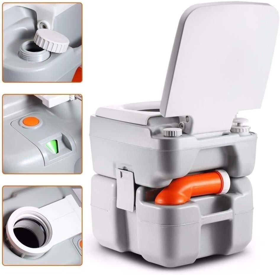 Portable Toilet with Carry Bag – 5.3 Gallon Waste Tank – Indoor/Outdoor Use