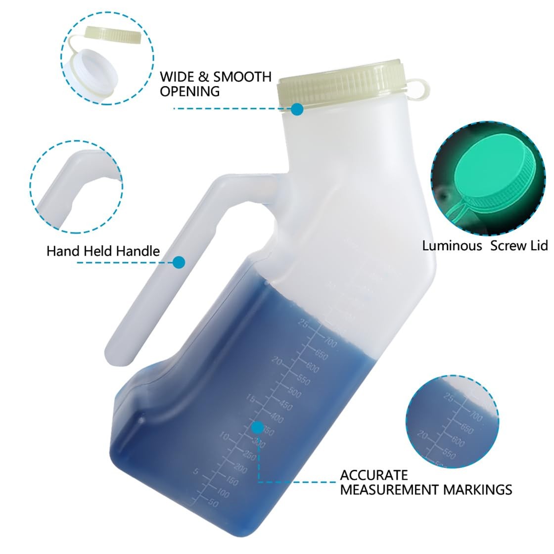 Men’s Urinal Bottle Portable Urine Bottles for Men 1000ML Emergency Plastic …