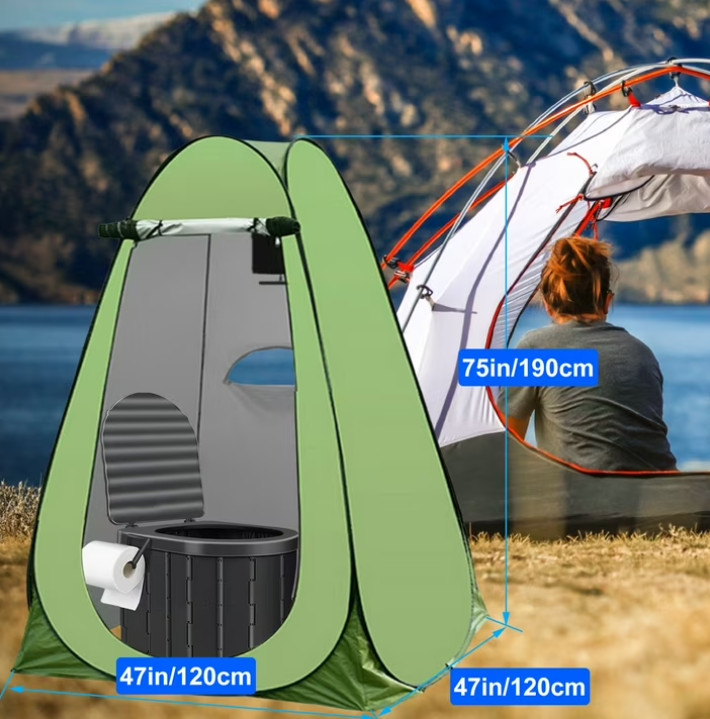Portale Foldable Camping Toilet Set with Privacy Tent, Ergonomic Potty Provides