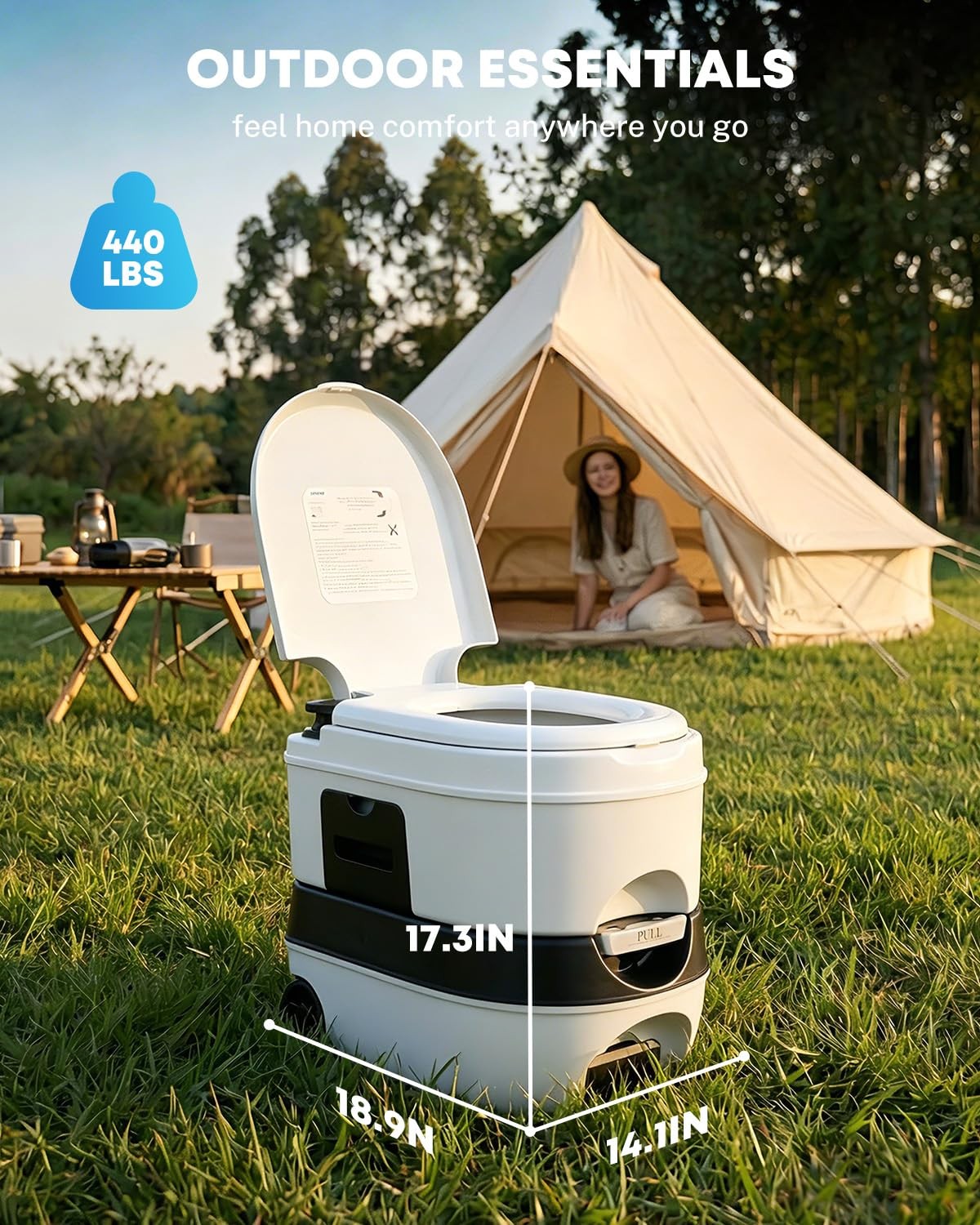 Kohree 6.34 Gal Portable Toilet for Adults: Large Gal- White, White