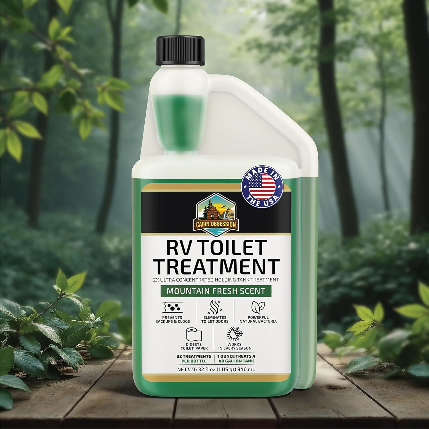 Cabin Obsession RV Toilet Treatment (32 oz) – 2x Ultra Concentrated Liquid RV Bl