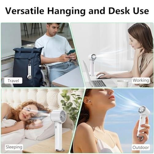 Handheld Portable Turbo Fan with Ice Cooler, Rechargeable Personal Small