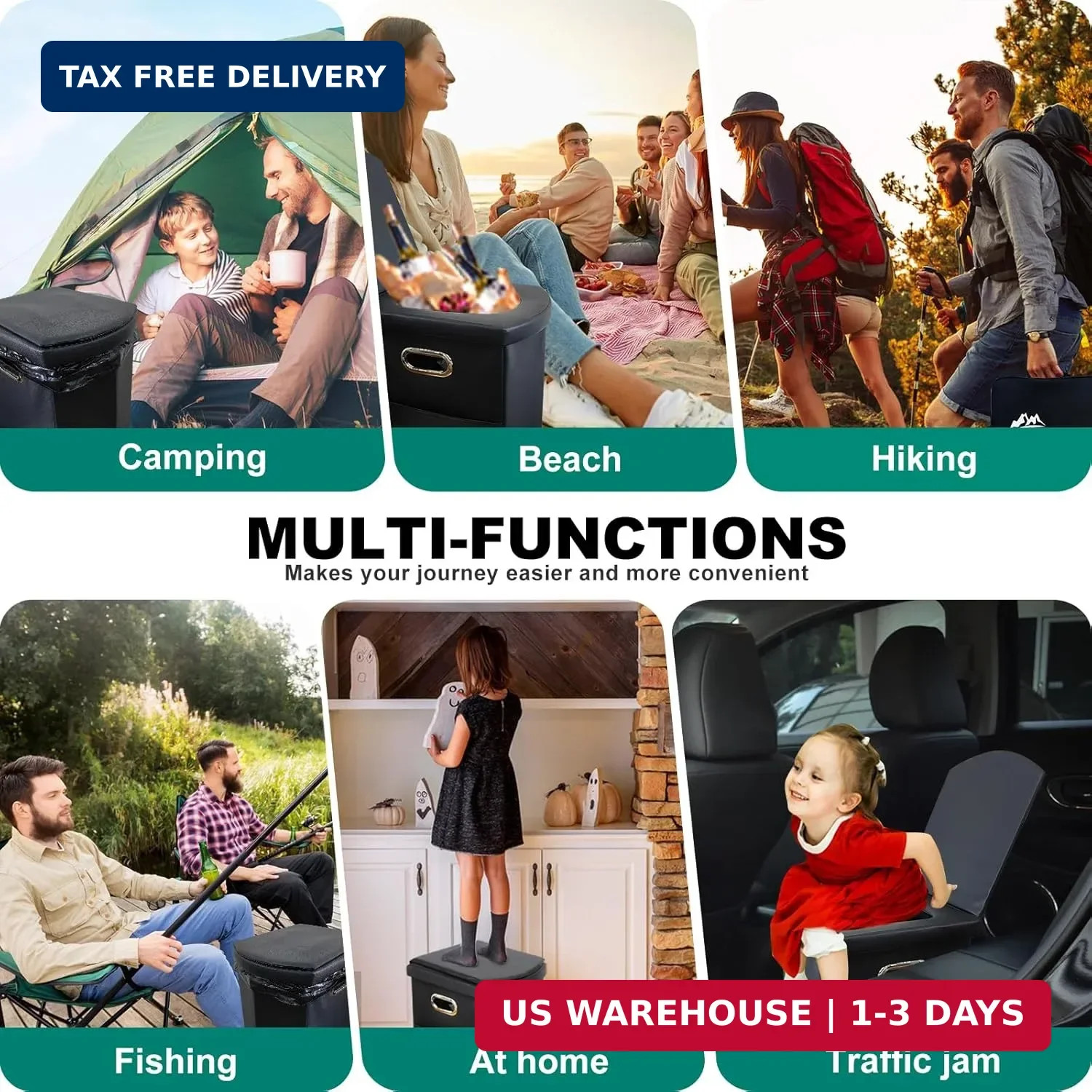 Ann Katy Upgrade XL Portable Toilet for Adults, Extra Large Portable Travel Flod