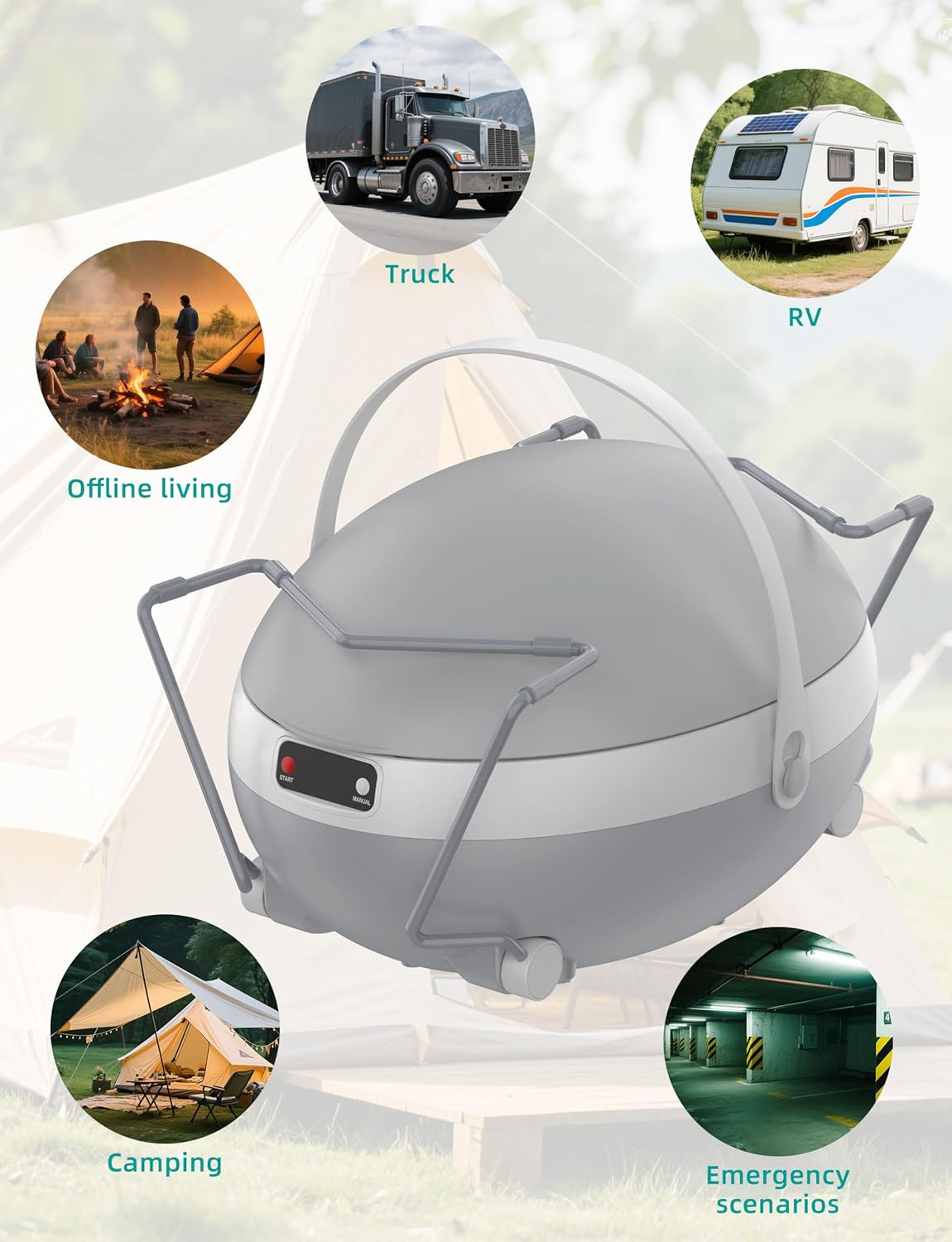 Portable Waterless Dry Flush Toilet for RVs, Vans, Boats & Tiny Homes