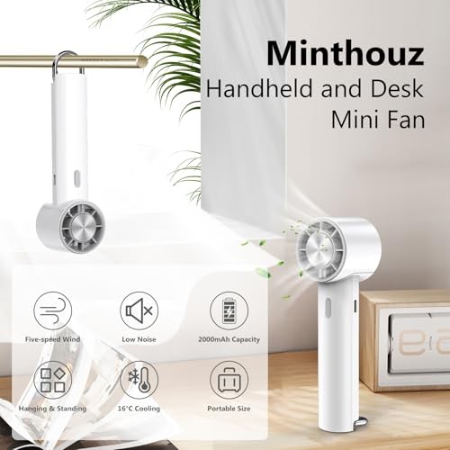 Handheld Portable Turbo Fan with Ice Cooler, Rechargeable Personal Small