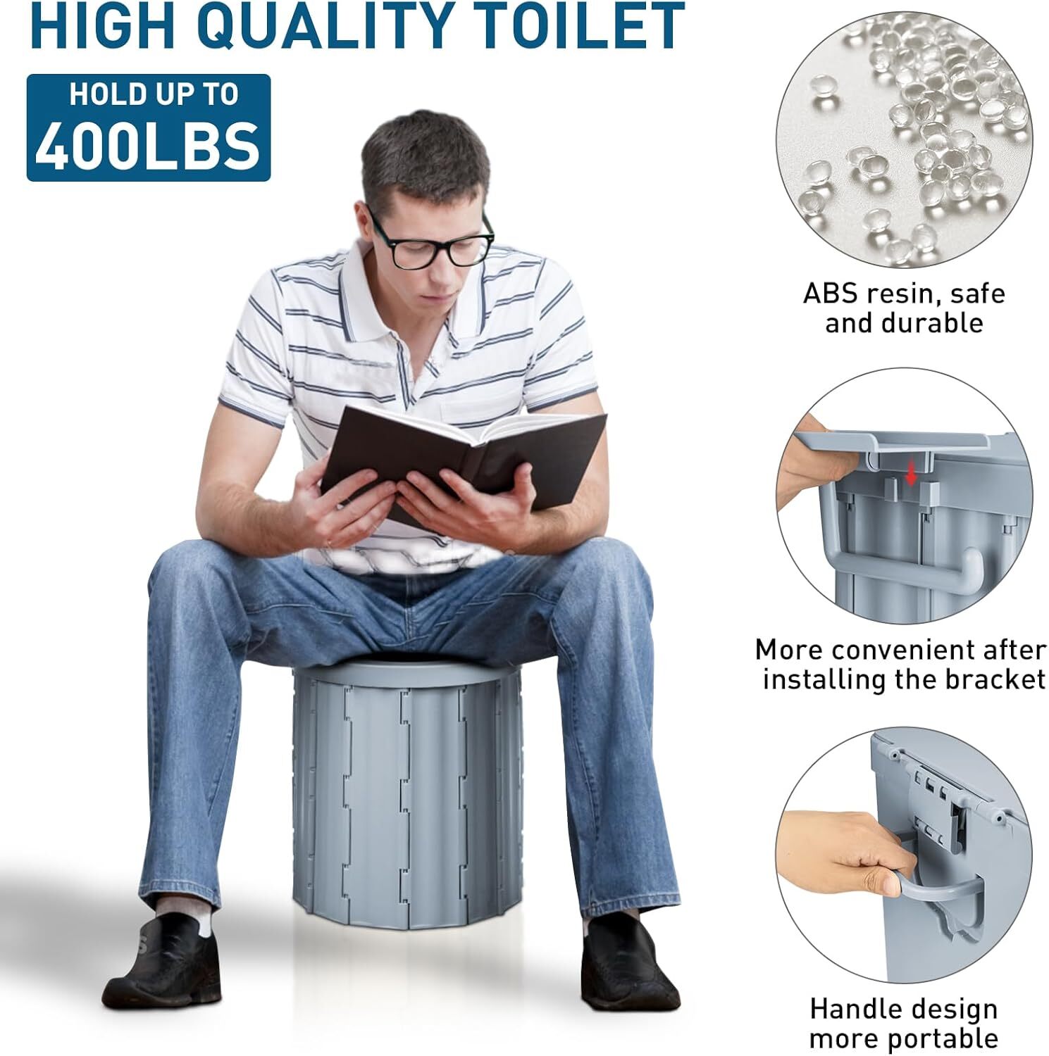 Portable Camping Folding Toilet with Pop-Up Privacy Tent 400 Lb Camping Bathroom