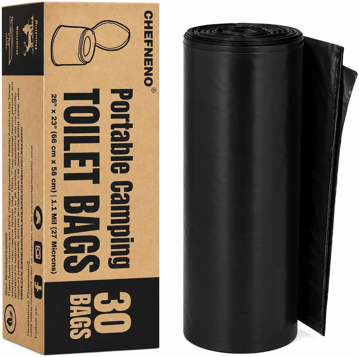 Portable Camping Toilet Waste Bags 8 Gallon Black Recycle Can Liners