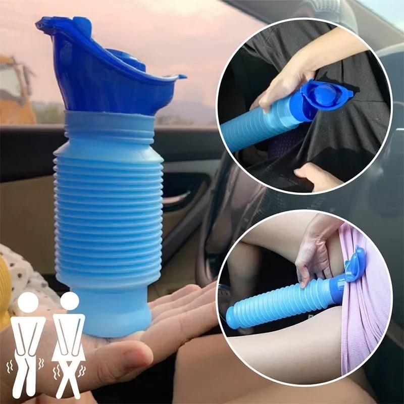2 Pcs Portable Urinal Male Female Emergency Travel Camping Toilet Pee Bottle Kit