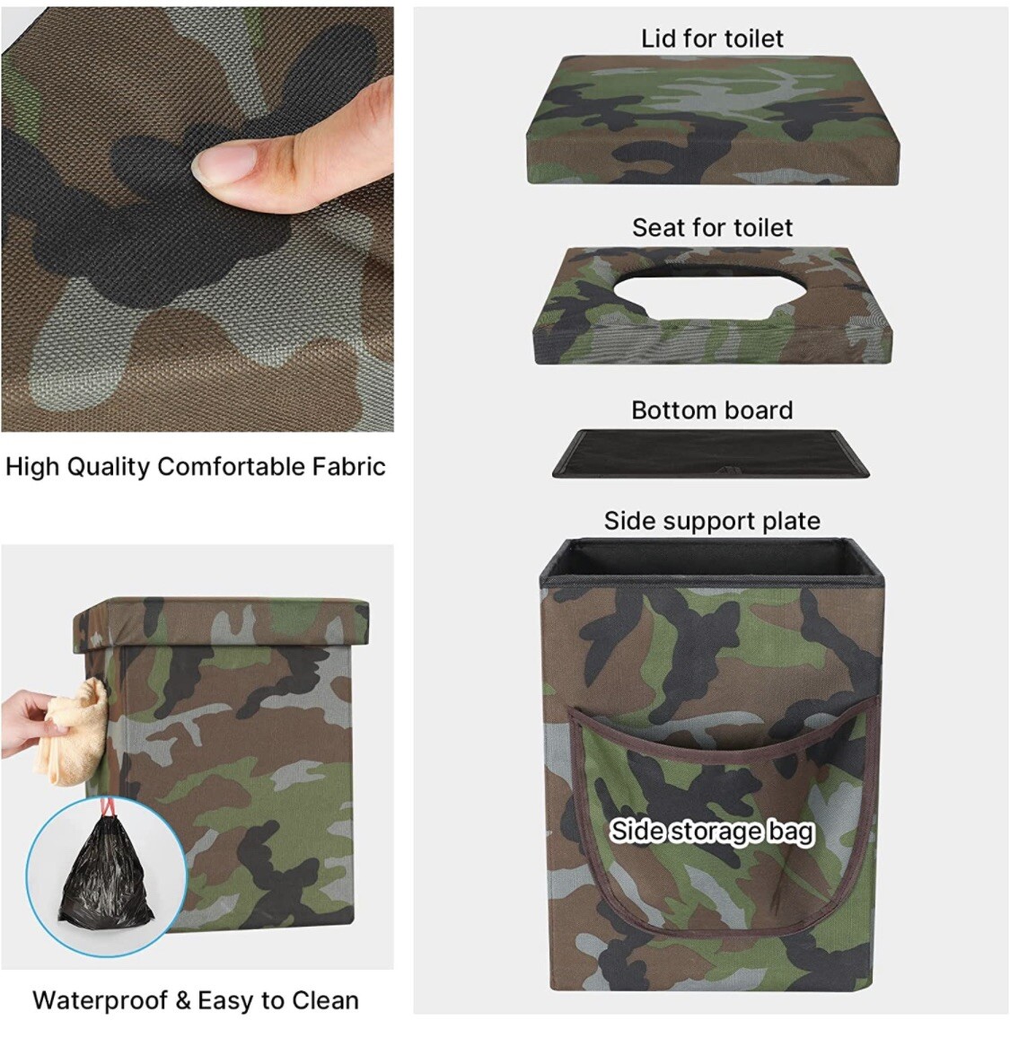 PORTABLE FOLDING TOILET, Camping, Fishing, Hiking, Hunting