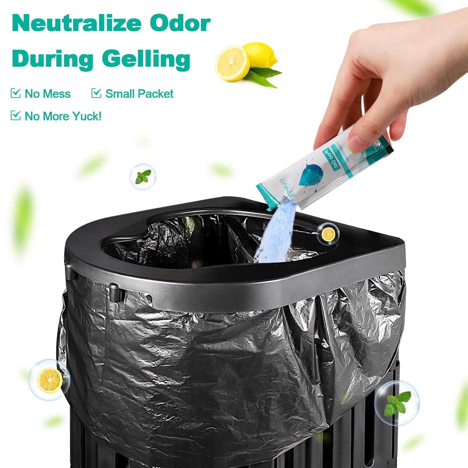 OUMEE Portable Toilet Gel, Poo Gel for Potty, Lemon, 30 Pack
