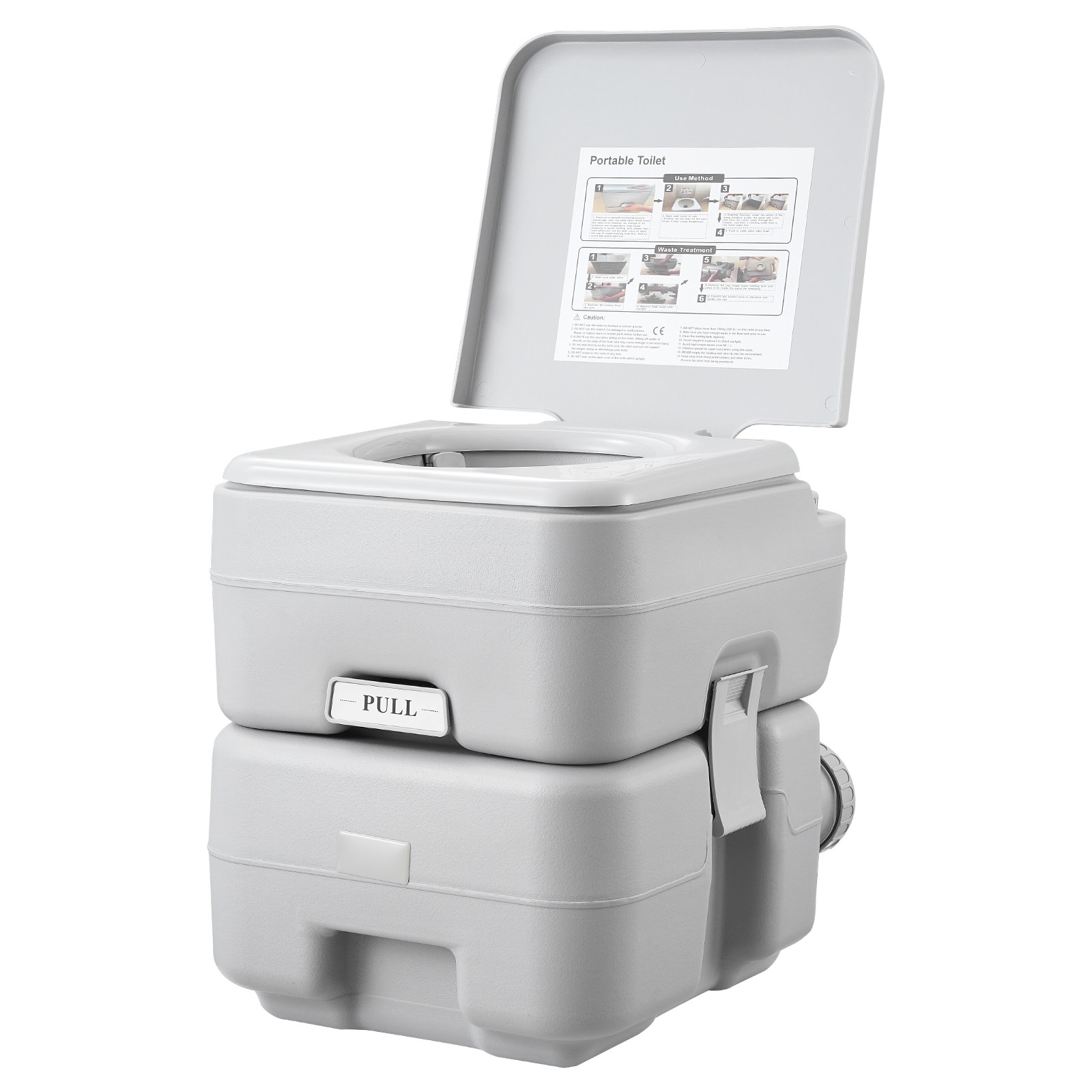 Portable Toilet 5.3 Gal Waste 3.2 Gal Flush Tank Camping Travel Commode