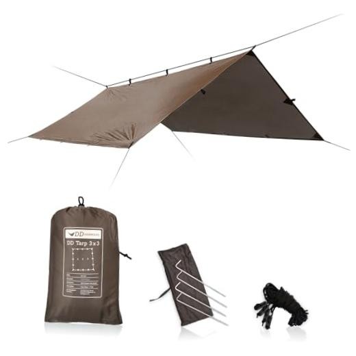 – DD Tarp 3×3 – Coyote Brown (10ft x 10ft) – 100% Waterproof – Lightweight &