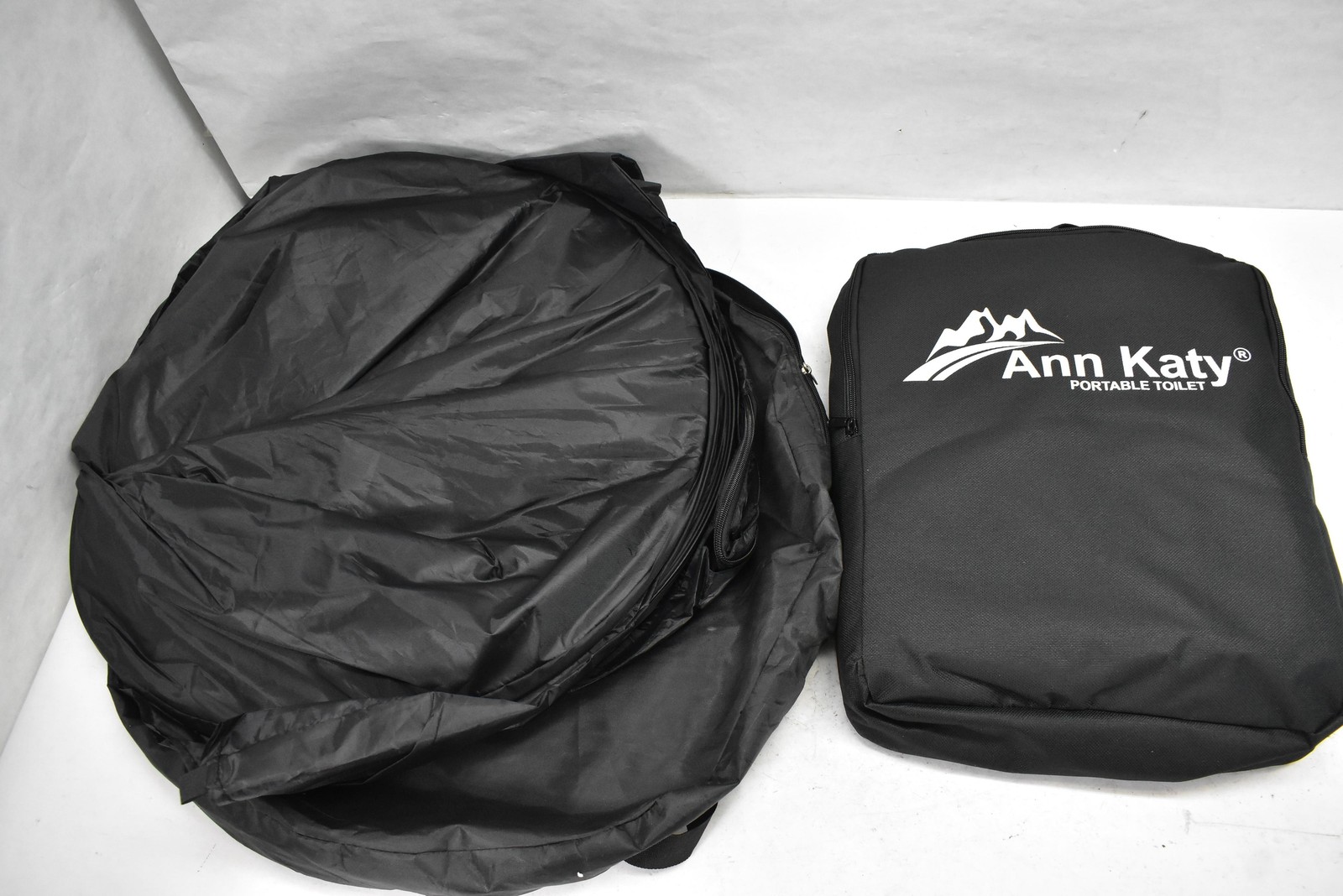 Ann Katy Portable Toilet Black Freestanding Tent Accessory with Black Carry Bag