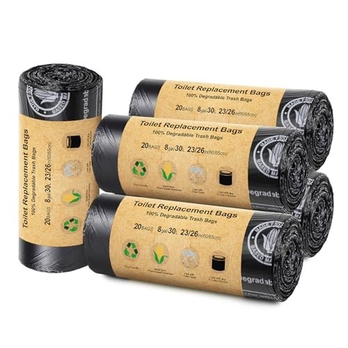 100 Count Heavy Duty 8 Gallon Toilet Replacement Bags, Compostable Camping Toile