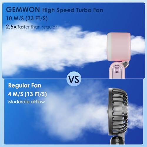 Small Portable Handheld Turbo Fan, 0.2 lb & 12 Hrs Cooling Personal Fans, Pink