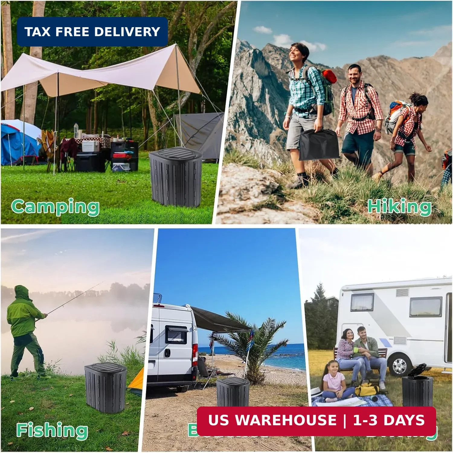 Camping Toilet, Portable Toilet for Adults, Camp Toilet with Handbag, Travel Pot