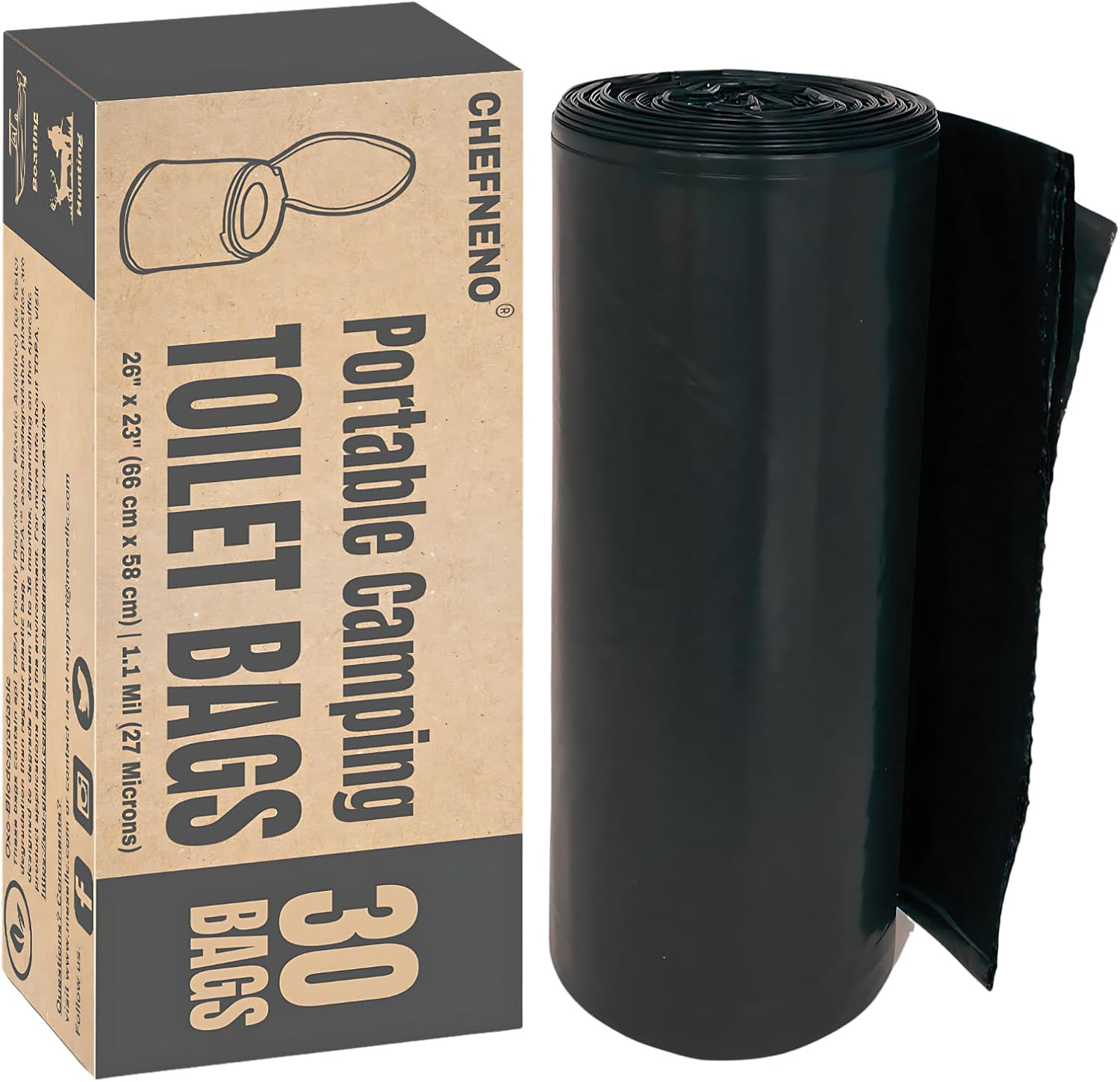 Portable Camping Toilet Waste Bags 8 Gallon Black Recycle Can Liners