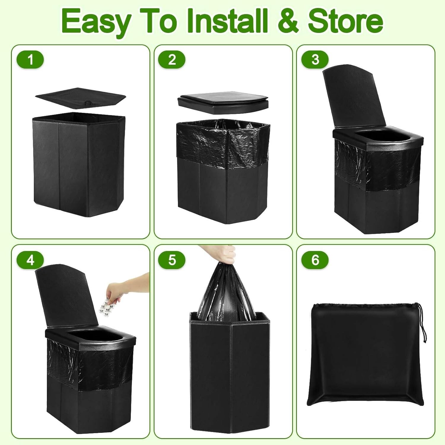 Portable Toilet for Camping, 16.5″ XL Portable Toilet for Adult Folding with Lid
