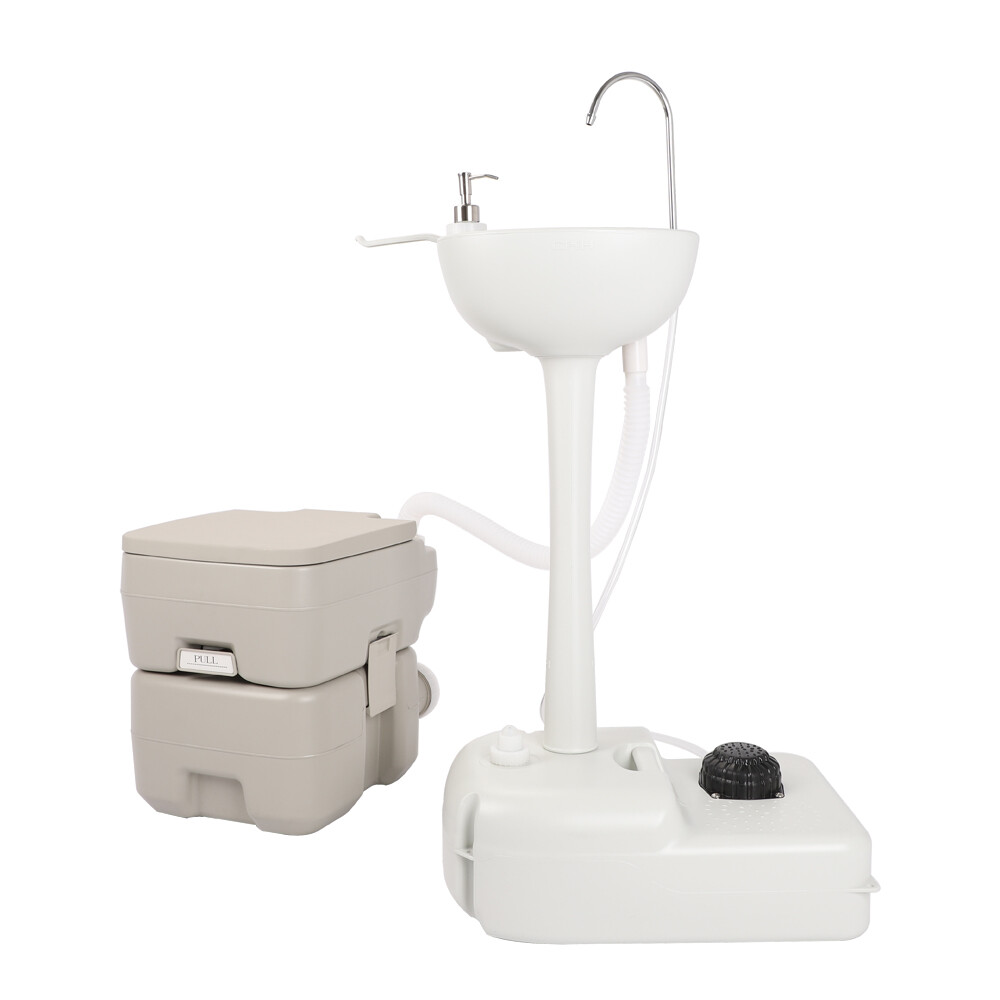 Portable toilet with sink and hand washing station – Camping WC with 20L flush
