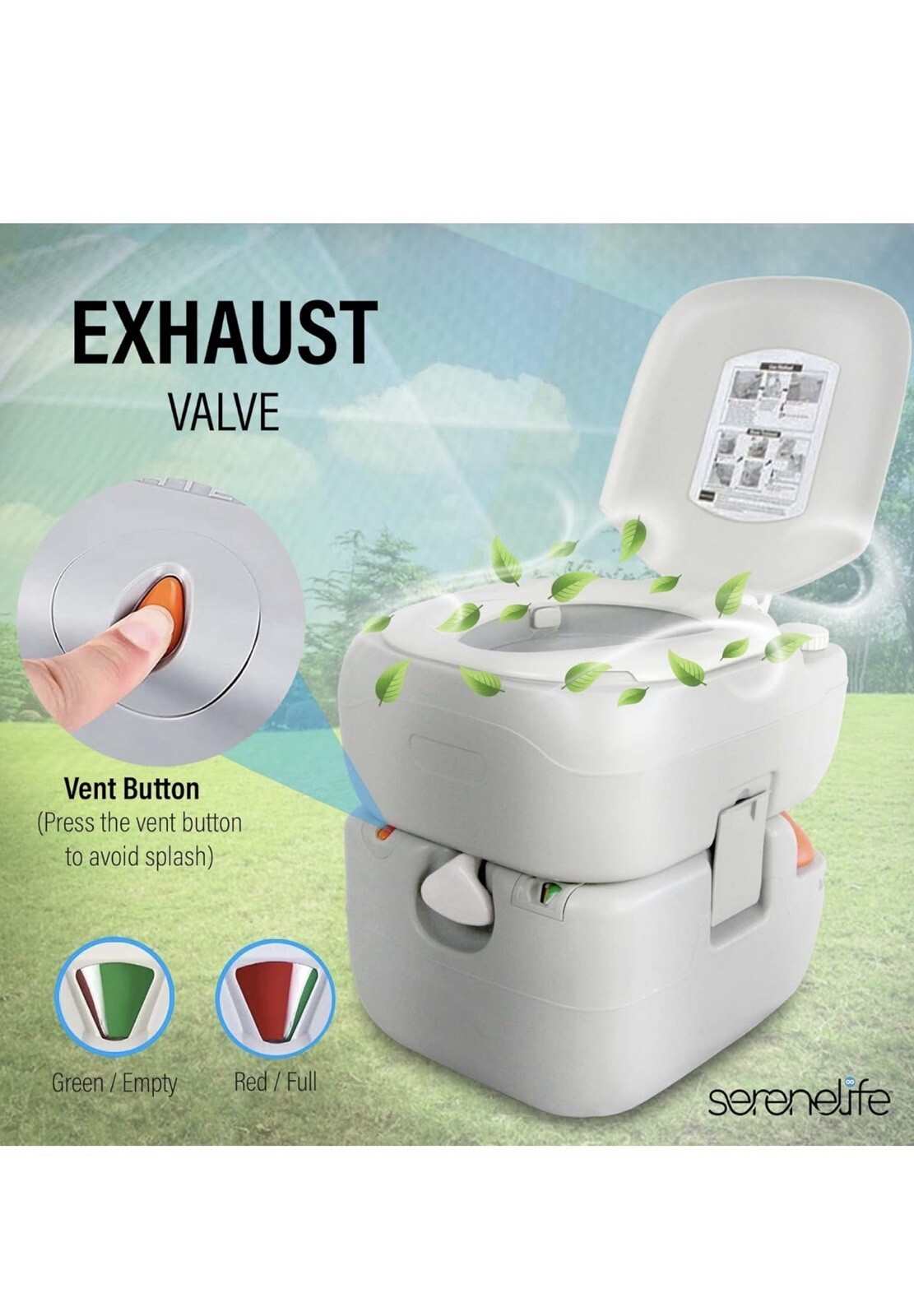 SereneLife Outdoor Portable Toilet w/Carry Bag, 5.8G Waste Tank, 3.2G Water Tank