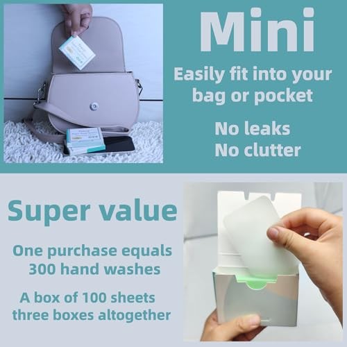 Paper Soap Sheets for Hand Washing – (300 Sheets) Portable Aloe/Rose/Unscented