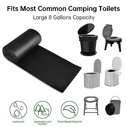 25/50 / 75 Pcs Portable Camping Toilet Bags,5 Gallon Compostable Toilet 2 Rolls