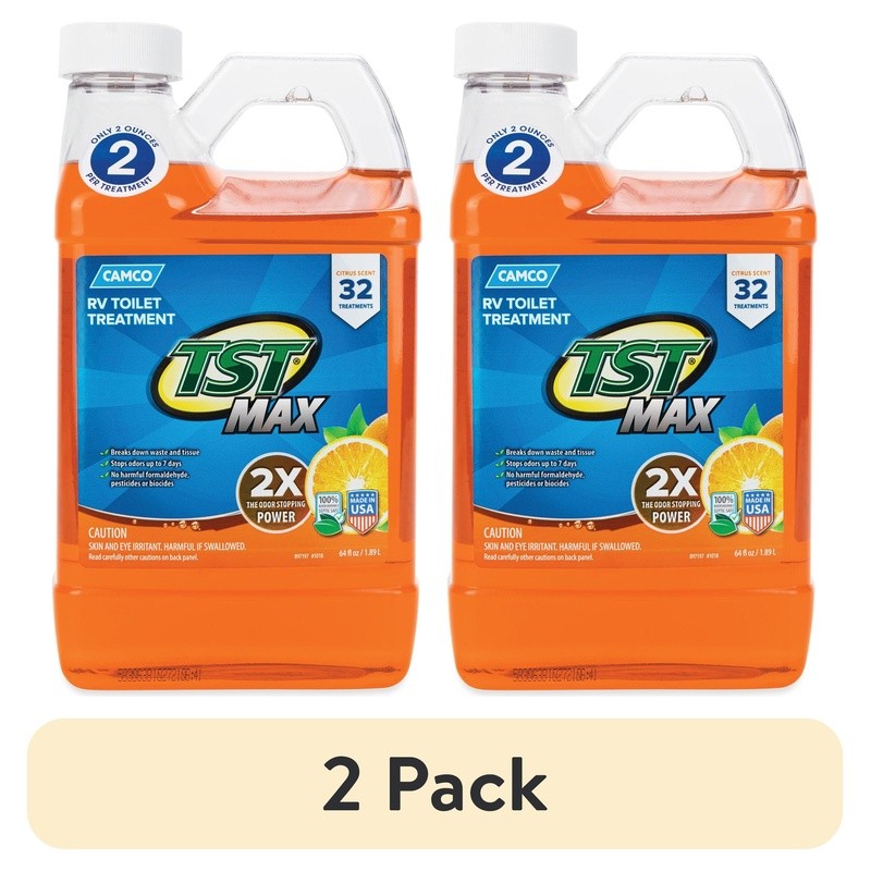2 Pack RV Toilet Treatment Liquid Citrus Odor Eliminator Septic Safe 64oz New