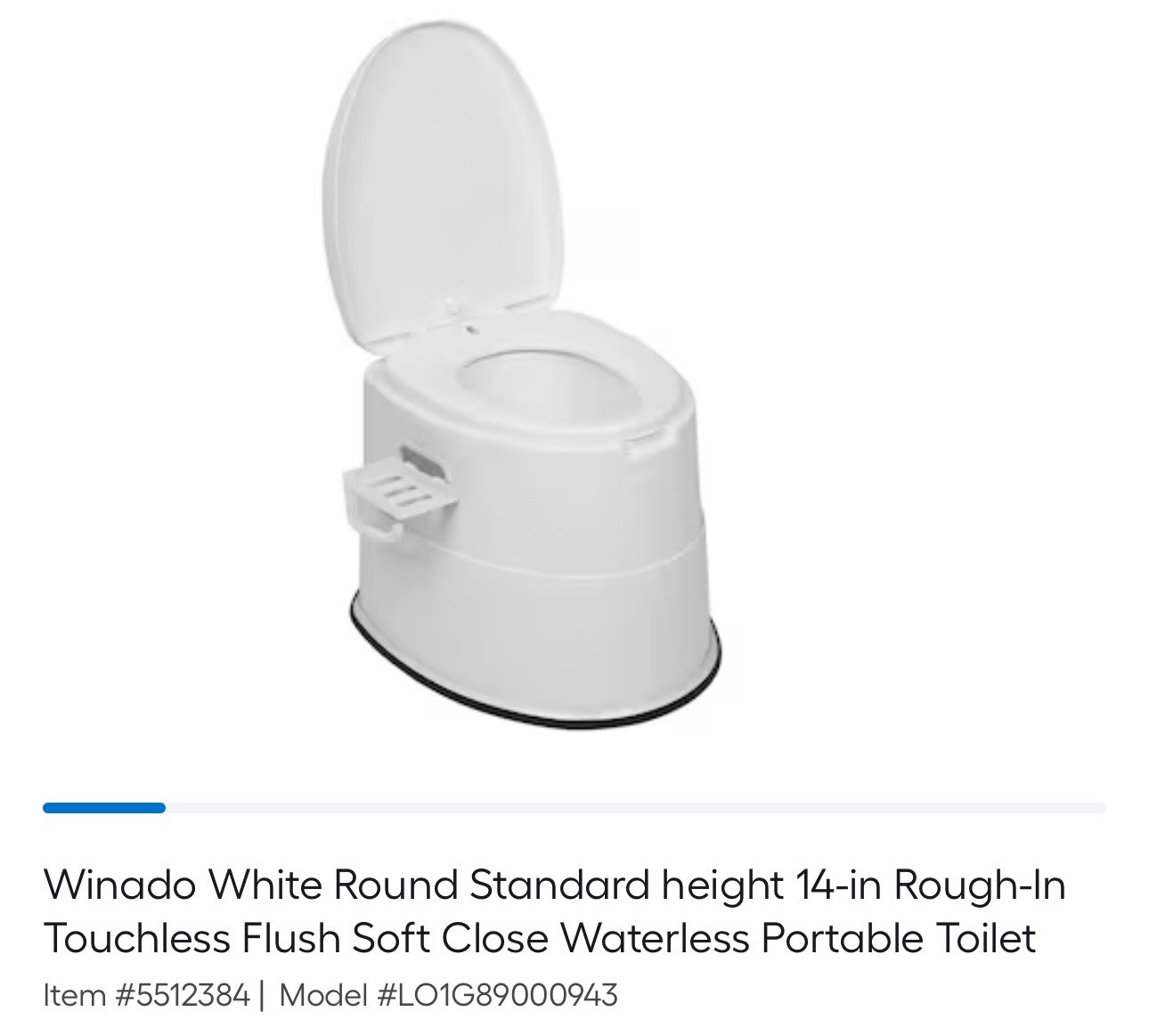 Winado Touchless Waterless Portable Toilet 14in Rough-In White