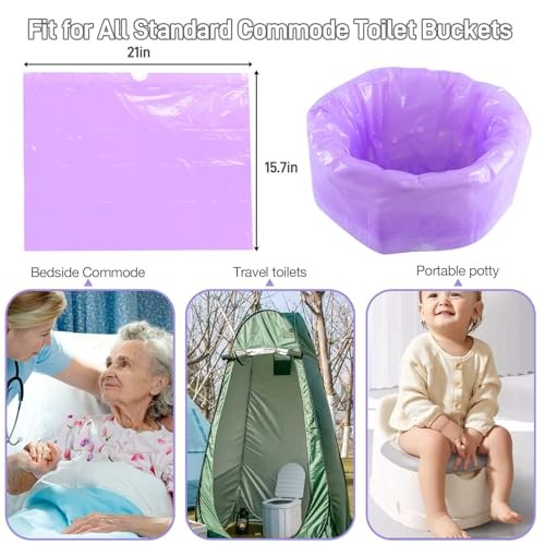 Commode Liners 120pcs Strong Portable Toilet Bags Leak Proof Lemon Scented
