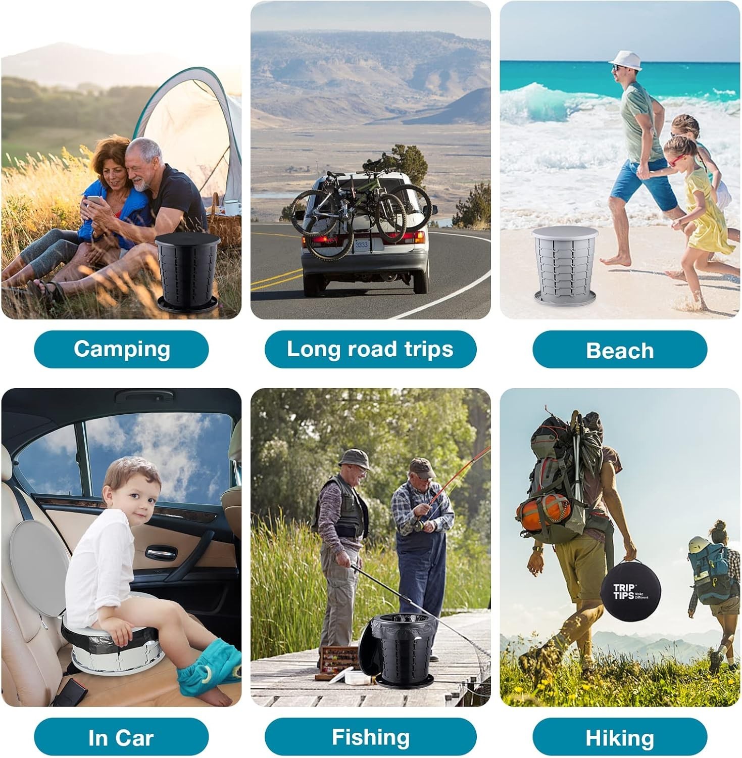 Height Adjustable Portable Toilet for Adults & Kids – Travel & Camping Essential