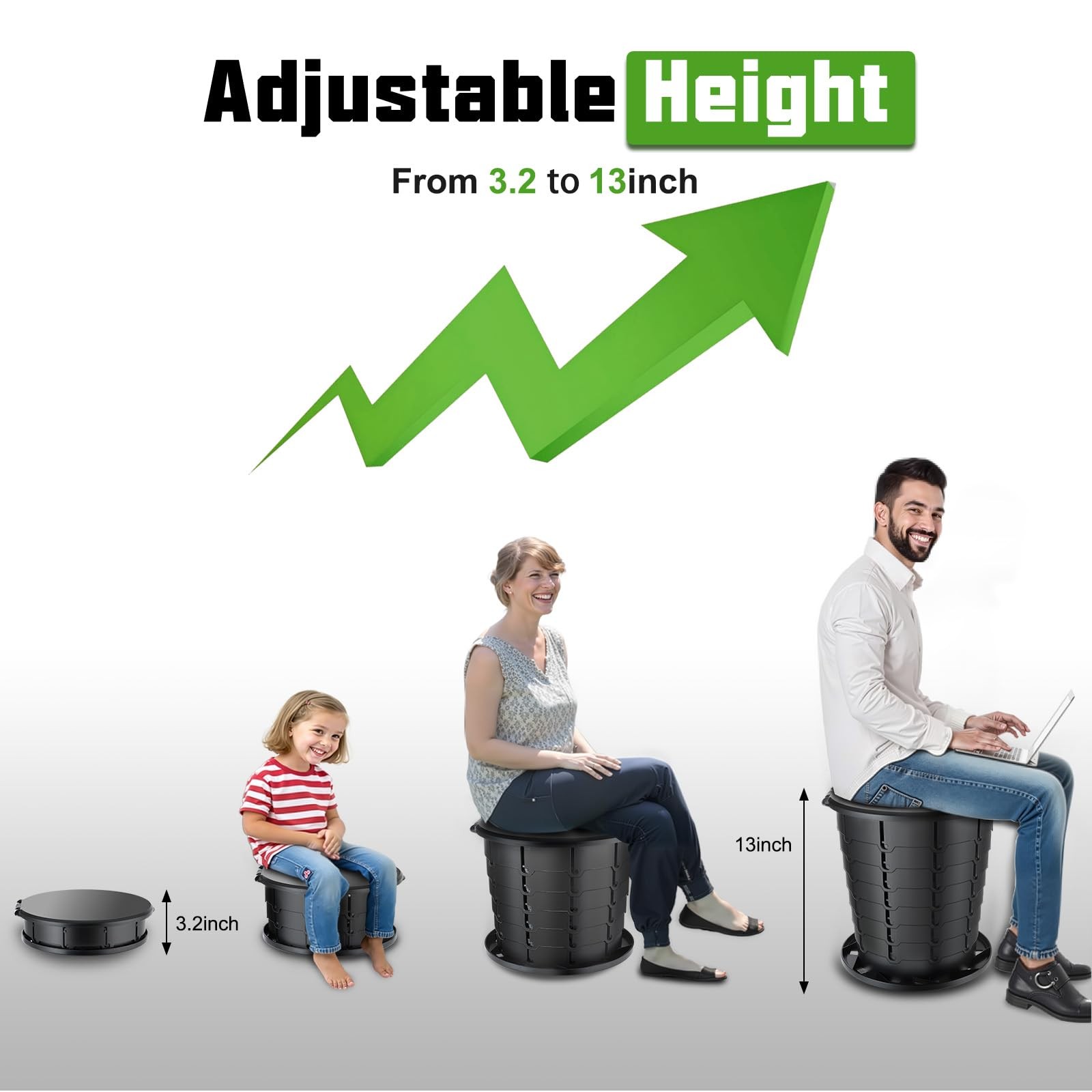 13 Inch Retractable Portable Camping Toilet Adults Travel Foldable Potty Lid