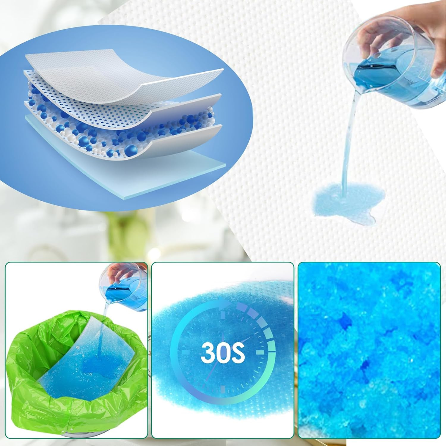 Commode Liners with Absorbent Pad, Universal Fit for Commode/Camping Toilet | 50