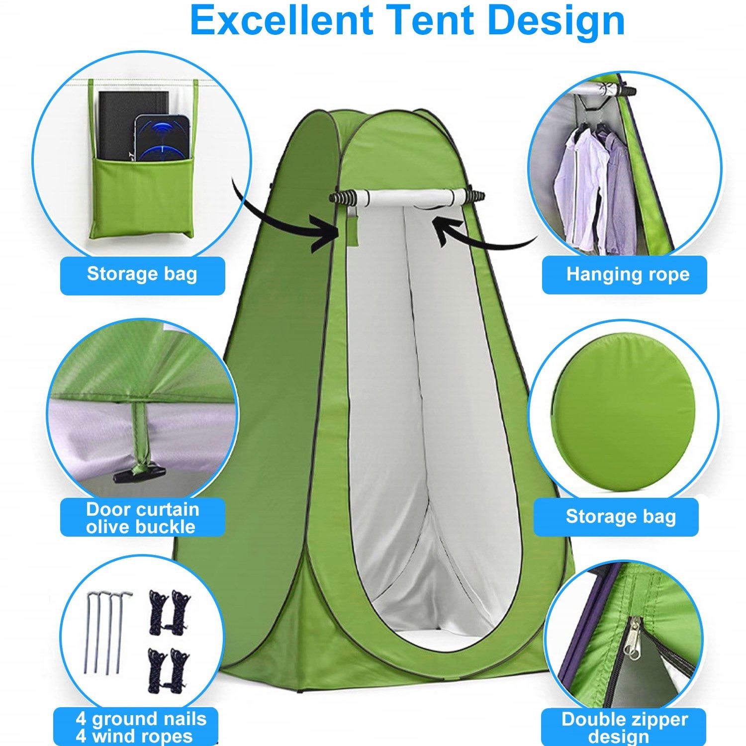 Portable Foldable Camping Toilet Set Privacy Tent Ergonomic Travel Potty Black