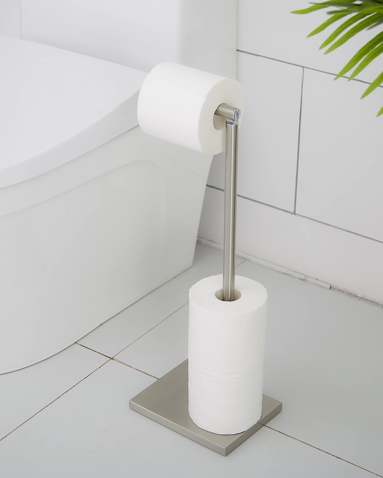 Toilet Paper Holder Stand, Free Standing Toilet Paper Roll Holder with Reserve f