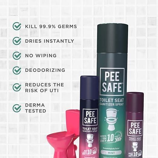 Pee Safe Toilet Seat sanitizer Spray 75 ml each (Mint,Lavender,Floral-Pack of 3)