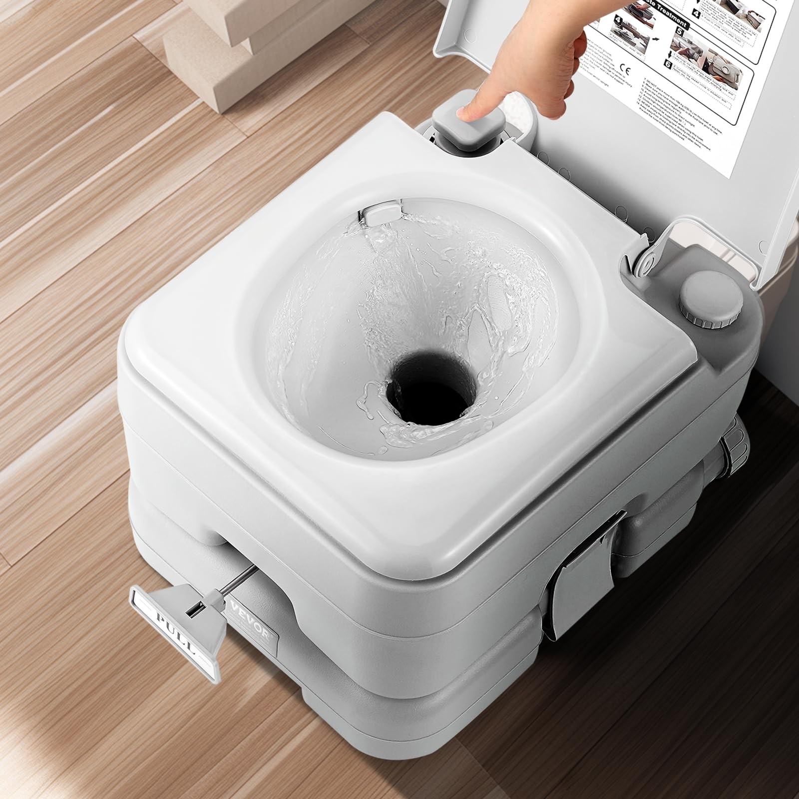 3.2 Gallon Portable Toilet with Flush Camping Travel Toilet for RVs and Outdoors