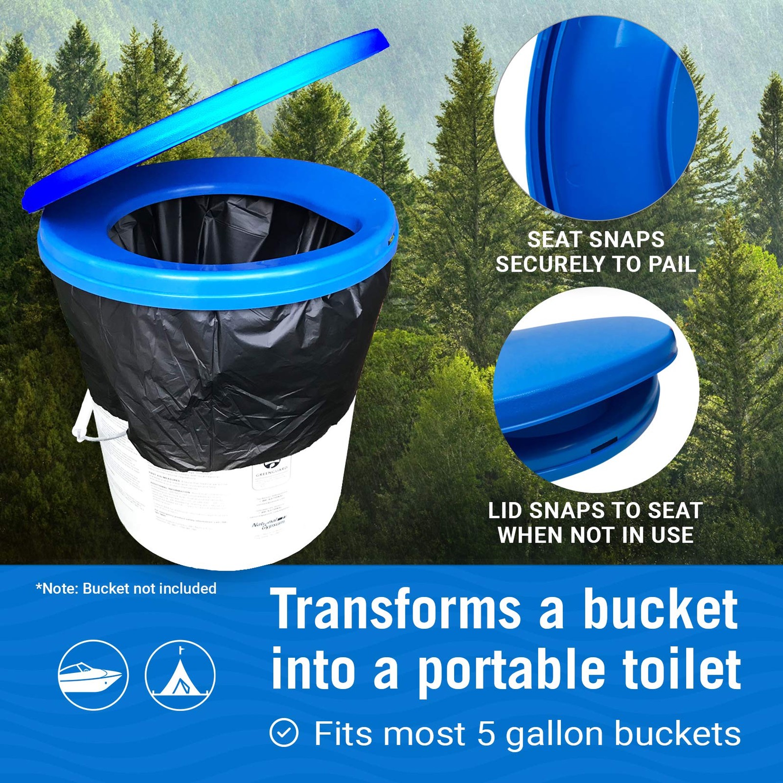 Camping Toilet Seat Kit Portable Bucket Potty with Bags Case Cover