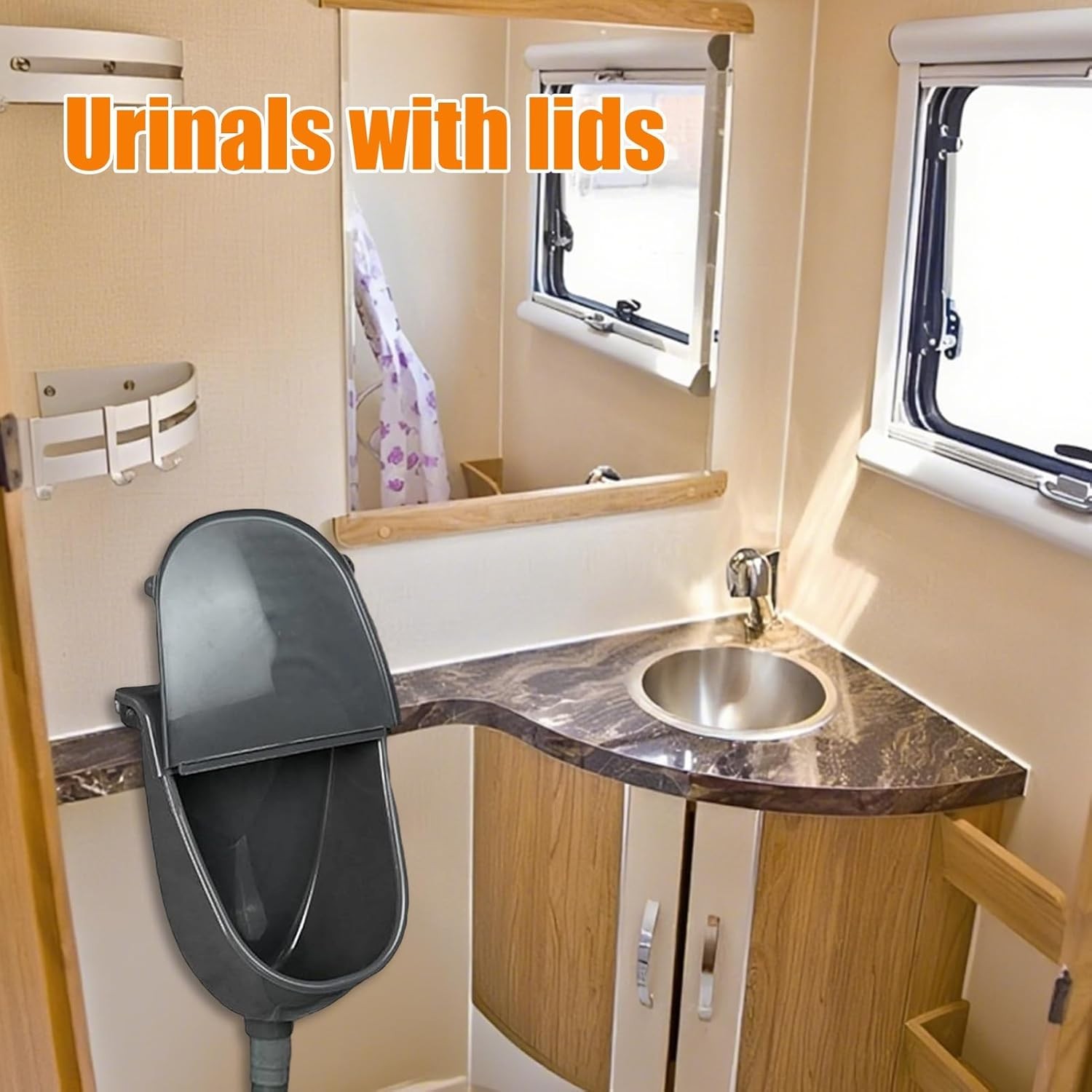 Wall Mounted Outside Urinal for Men, Waterless Urinal with Lid and Hose,