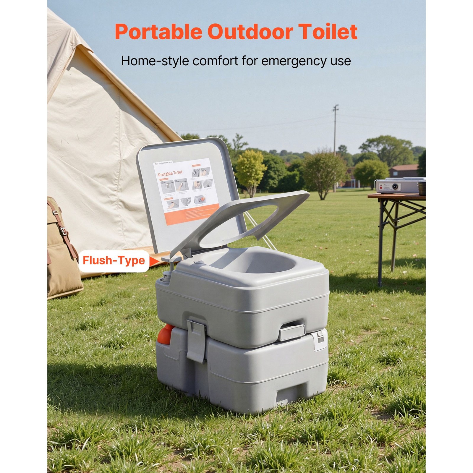 Portable Toilet 5.3gal Waste Tank, 120 Flushes, for Camping RV