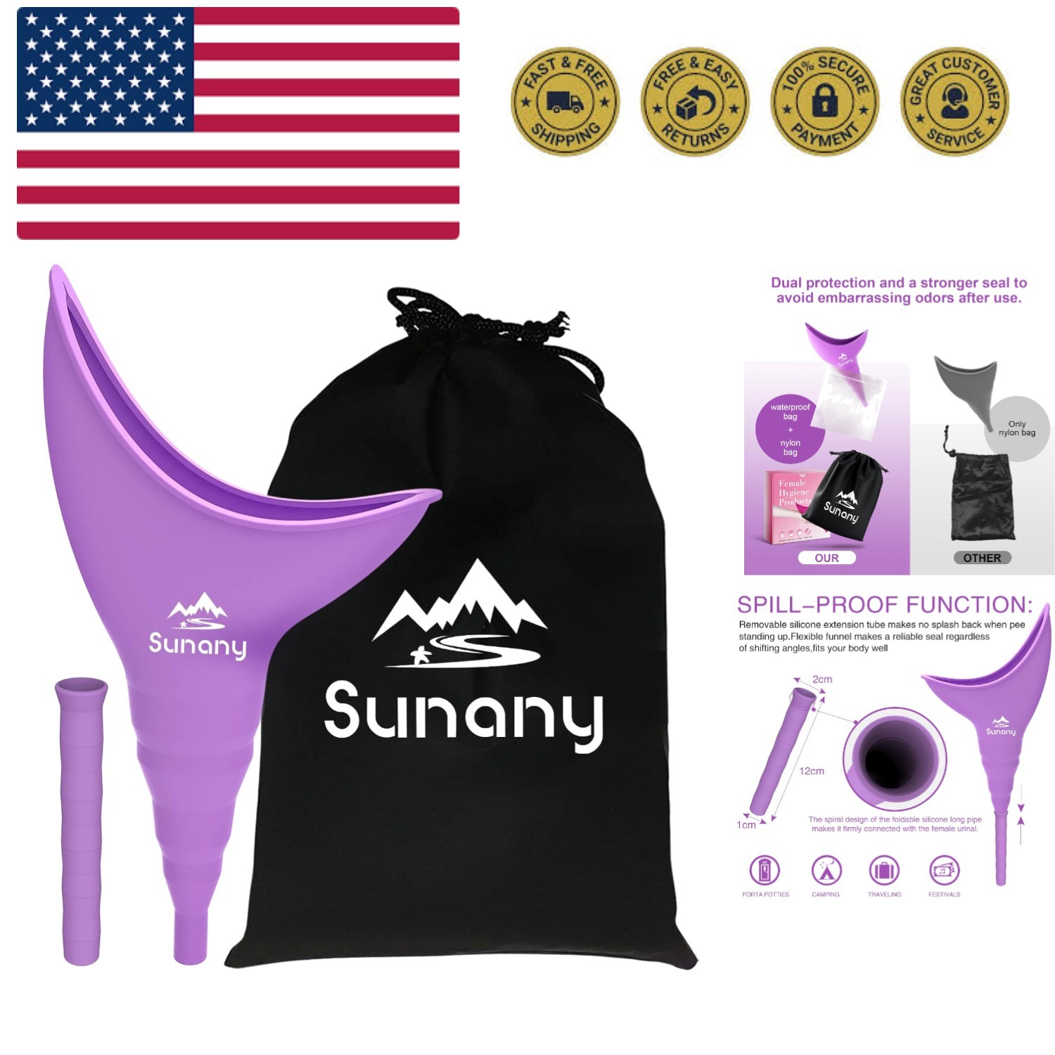 Female Urinal, Reusable Silicone Foolproof Women Pee Funnel Allows Women to P…