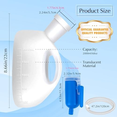 Portable Urinals for Men – Spill Proof Reusable Pee Bottle, 2000ml Camping Toile